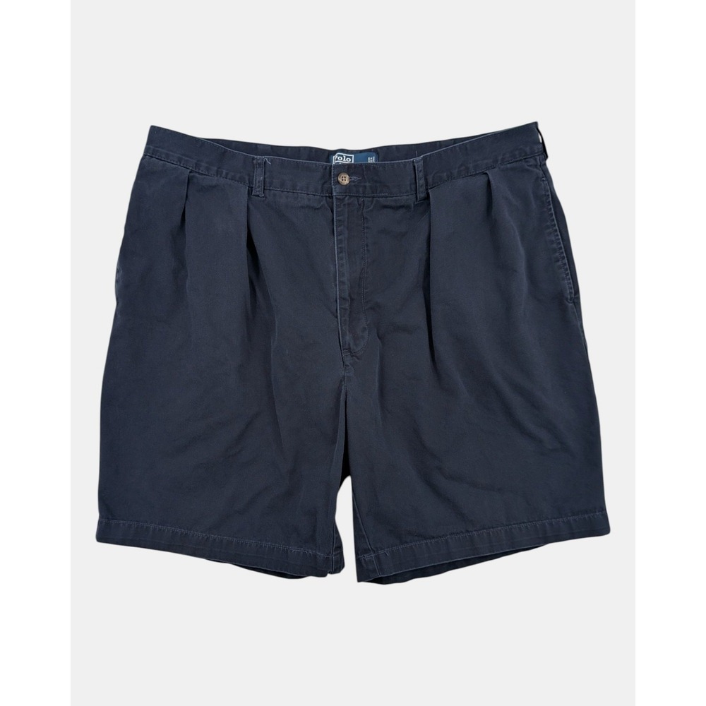 Polo Ralph Lauren Tyler Shorts Men's 42 Navy Blue Pleated Chino 8.5" Inseam